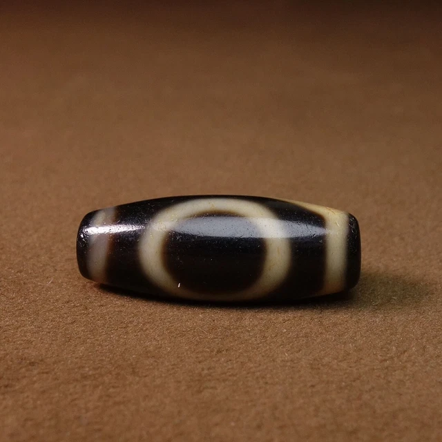 Ancient Tibetan DZI Beads Old Agate Yellow Stripe 1 Eye Amulet Pendant GZI #8400