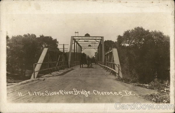 RPPC Cherokee,IA Little Sioux River Bridge Iowa KRUXO Real Photo Post Card