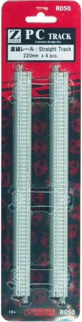 Rokuhan Z Gauge R050 PC track Straight Rail nickel silver 220mm 4 Pieces JAPAN