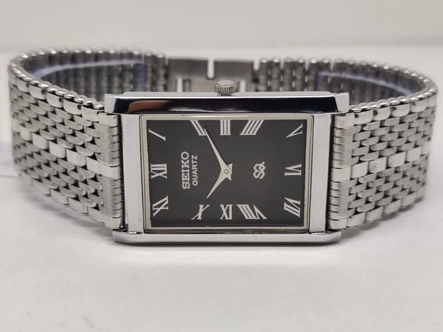 Montre-bracelet Vintage Seiko Quartz cadran noir super mince pour homme en...