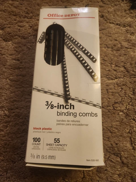 Office Depot Brand 1/4 Inch Binding Combs - 20 Sheet Capacity, Black, Pack Of 100