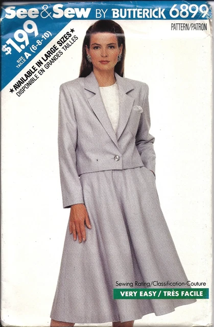 UNCUT Vintage Butterick Sewing Pattern Misses Easy Jacket Skirt Loose 6899 OOP