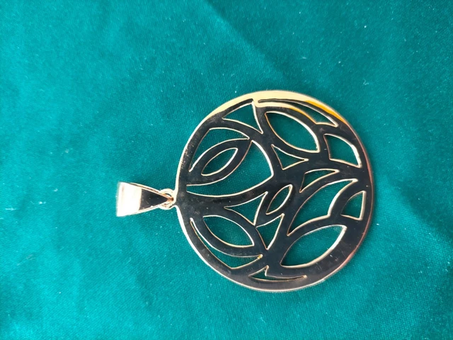 Pendentif Fleur Bleue Aigue-marine Avec Strass, Plaqué Or - Occasion