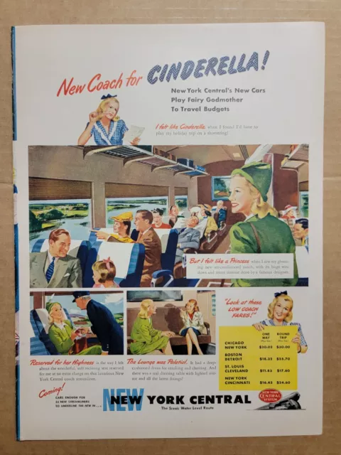 VINTAGE 1946 Print Ad Advertisement NYC New York Central Train Cinderella