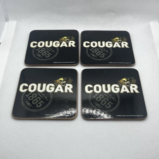 Cougar DRINKS COASTERS x4 SET MANCAVE BAR BOURBON COLLECTOR ENTHUSIAST USA Adult