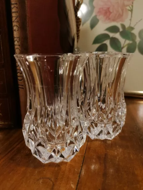 Stunning Pair of Vintage Mid-Century Cristal D'Arques Cut Glass Bud Posy Vases 2