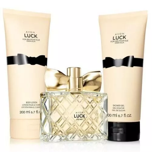 Avon LUCK FOR HER EDP Perfume Spray 3pc Set ~ FREE SHIPPING ~ Sealed