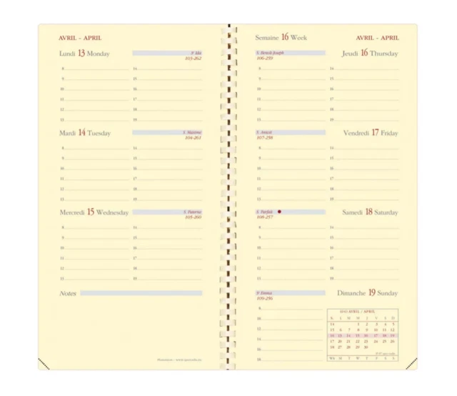 Recharge Agenda Semainier Quo Vadis Timer 14 Prestige 2024-2025 - 16 Mois, 8x12,5 Cm, Papier Clairefontaine