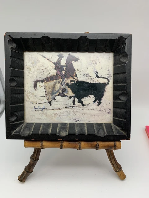 Nissan Engel Signed Lithograph El Picador 1961 Israeli W/Stand Bullfighter Stone