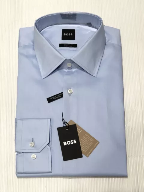 Hugo Boss Shirt Easy Iron Regular Fit - Pale Blue Medium 15.5 Inch Neck - NEW