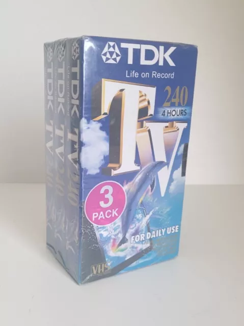 TDK TV 240 - New & Sealed 4 hr Blank VHS Video Tapes X3