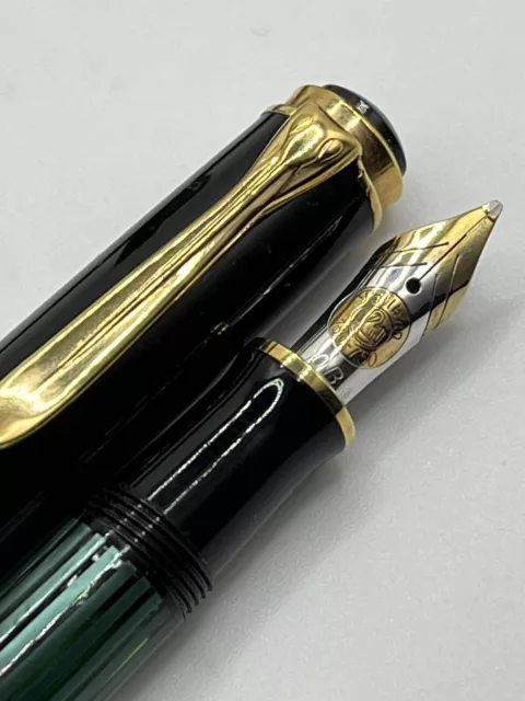 Pelikan M400 fountain pen green 1980's OB 2 tone 18 kt gold nib - (West Germany)