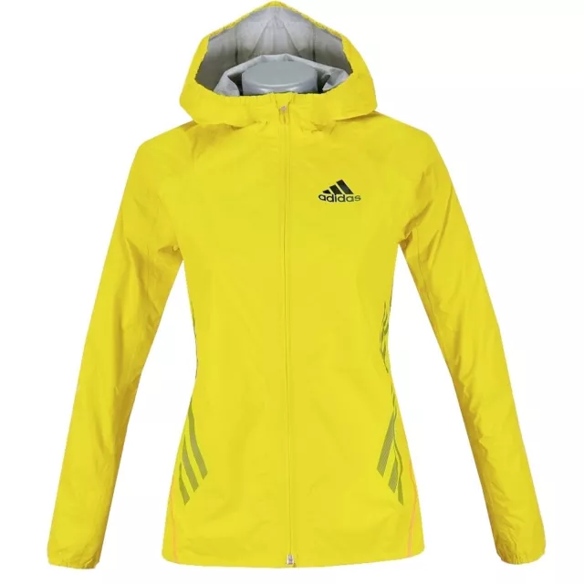 Adidas Damen Regen Jacke Windjacke Laufjacke Sport Running Wasserdicht Slim gelb