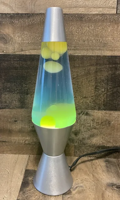 Lava Lamp 14.5” Motion & Glitter Cool Blue Liquid / Yellow Model 2118 Extra Bulb