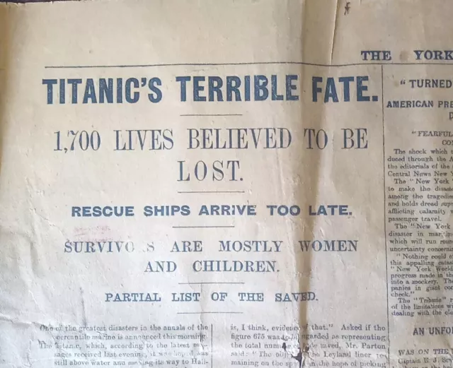 Titanic Interest: Yorkshire Post 16/4/1912 & DAILY GRAPHIC MEMORIAM - Original