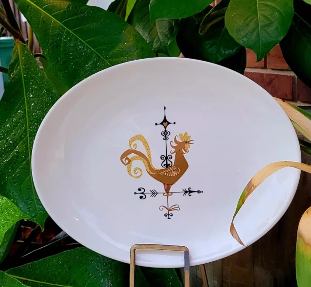 Vintage MCM Edwin Knowles Weather Vane Rooster Serving Platter 12.5” 3