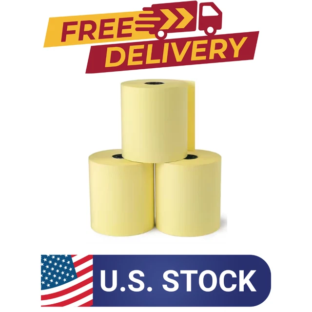 STAPLES THERMAL CASH Register/POS Rolls, 1Ply, Canary, 3 1/8" x 230