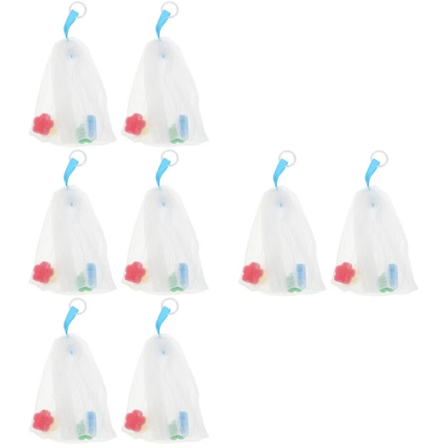 8 Pcs Soap Foaming Bag Cleanser Foaming Net Bath Loofah Cleasing Milk