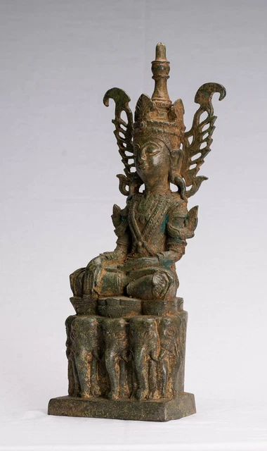 Antique Burmese Bronze Style Shan Sitting Buddha Statue - 3