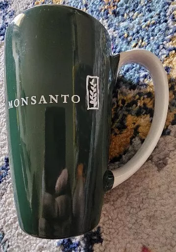 Vintage MONSANTO Tall Green Logo Ceramic Mug Employee Advert Promo Cup