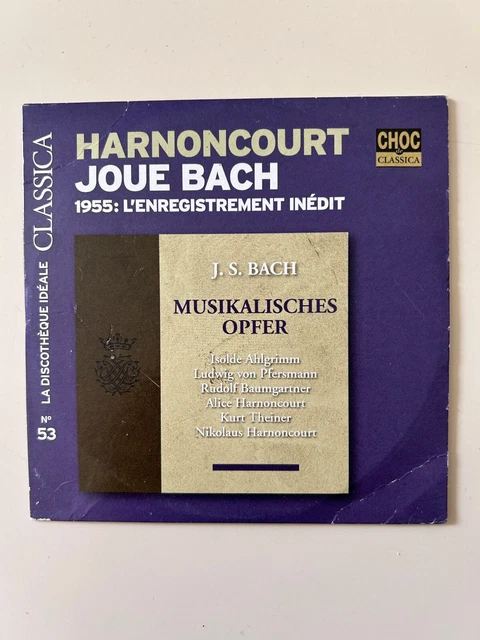 LA DISCOTHÈQUE IDÉALE n°53 HARNONCOURT JOUE BACH 1955 L'ENREGISTREMENT ...
