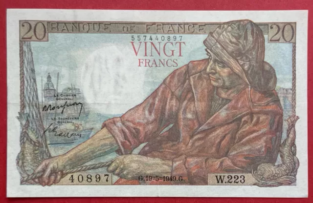 N°66 Billet Banque De France 20 Francs Pêcheur 15 5 1949