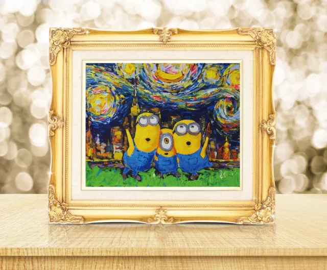 Uhomate Minions Despicable Me Van Gogh Arte nocturno estrellado decoración de pared infantil A010 2