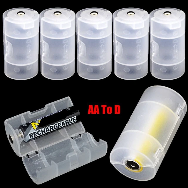 Batteries Adapter AA To D Size Cell Battery Converter Switcher Adaptor Case