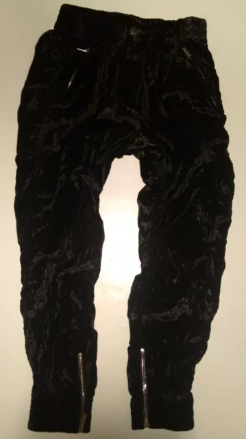 Derek Lam 10 Crosby Sz 0 Zipper High Rise Velvet Pants Black Joggers XS Womens