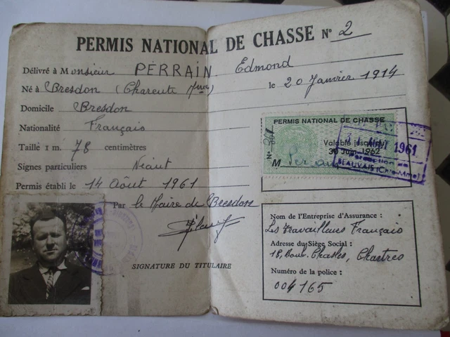 Timbre CANARD CALIFORNIE RW38 + CA #1 (utilisé) Sur Permis De Chasse 1971