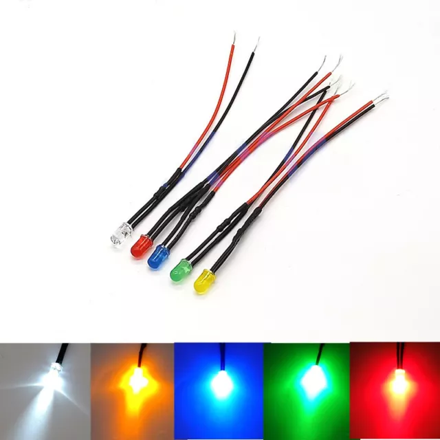 5mm Pre-Wired Ultra Bright LEDs Bulb 2V 3V 12V~ 220V White/Red/Green/Blue/Yellow