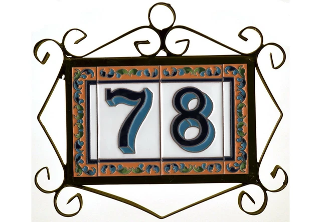 Genuine 15 x 7.5 cm Hand-painted Ibiza Spanish Ceramic House Number Tiles