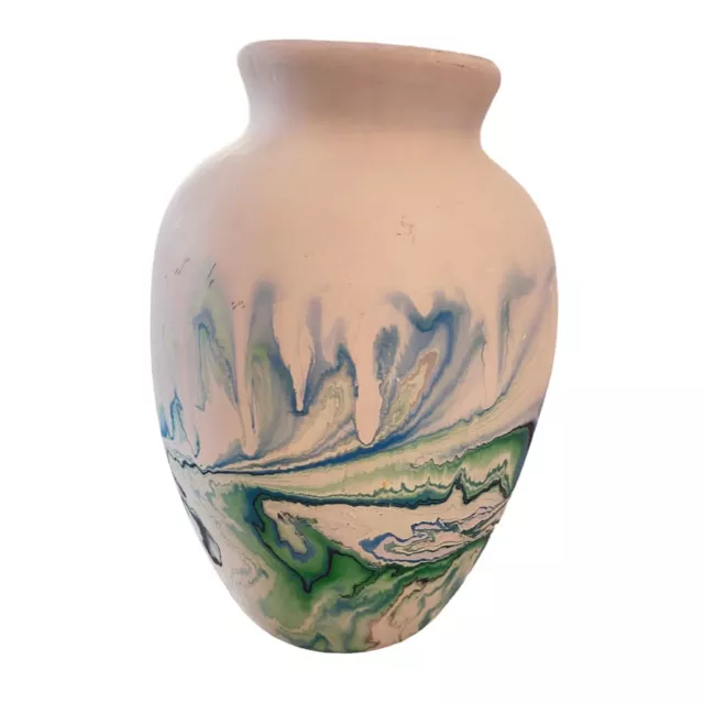 Nemadji Pottery U.S.A. Hand Made Swirled Native American Style Pottery Vase 7"