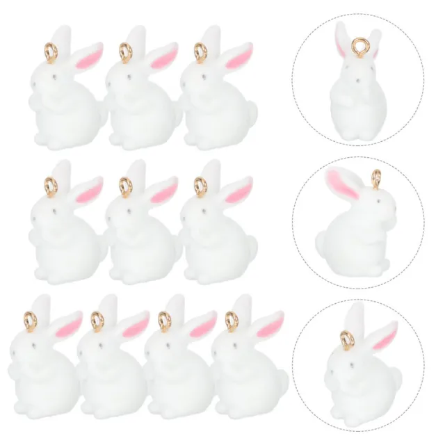10 Pcs Chinese New Year Rabbit Charms DIY Ornaments Accessories