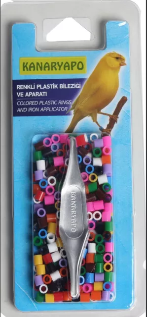 100 BAGUES plastique couleurs pour sexage oiseaux avec outil de montage 3.0MM