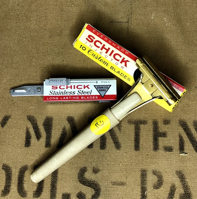 Rasoir SCHICK INJECTOR Vintage En Métal Avec 10 Recharges De Lames Platine - Neuf Sous Blister
