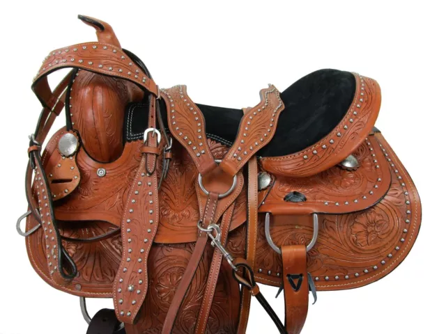 Gaited Western Horse Saddle Used Leather Pleasure Trail Leather Tack 18 17 16 15