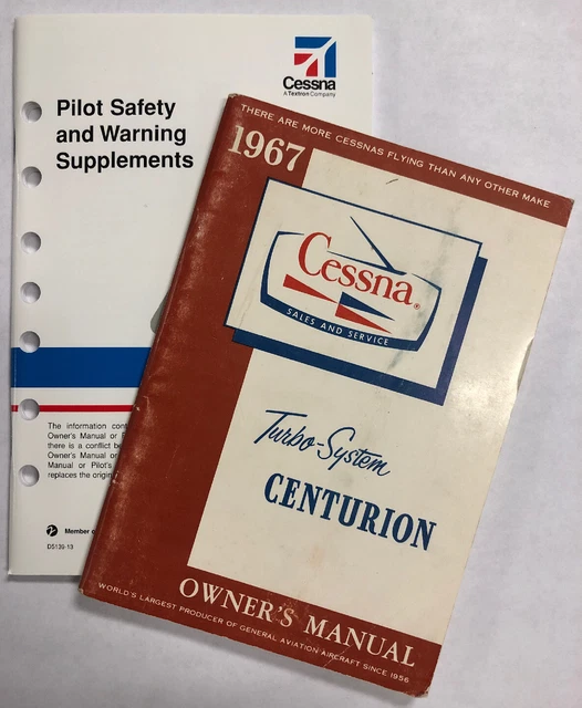 1967 CESSNA TURBOSYSTEM Centurion Owner’s Manual/Pilot Safety Warning