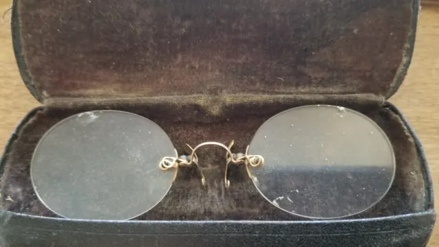 Vintage Glasses with  Case, circa 1930's, Case has Optician's Name and Address