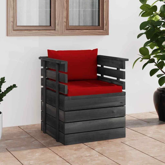 vidaXL Fauteuil de jardin avec coussins Bois de pin 07 OBF