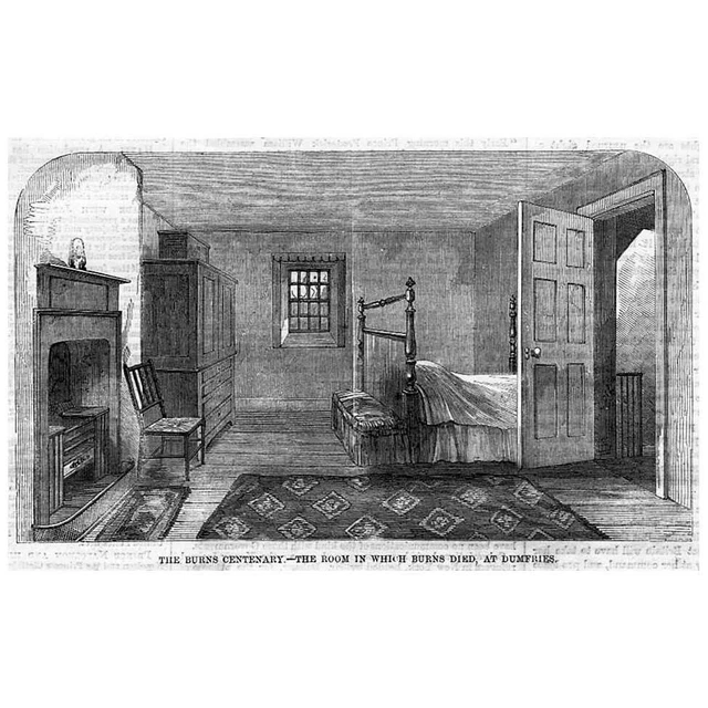DUMFRIES The Room in Which Robert Burns Died - Antique Print 1859