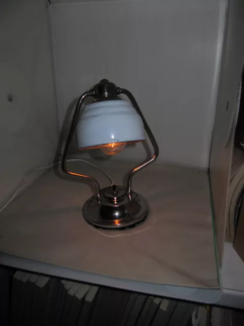 Lampe Art Deco Tisch Leuchte Nachttischlampe Chrom BJB Metallschirm _ 20er/30er 3