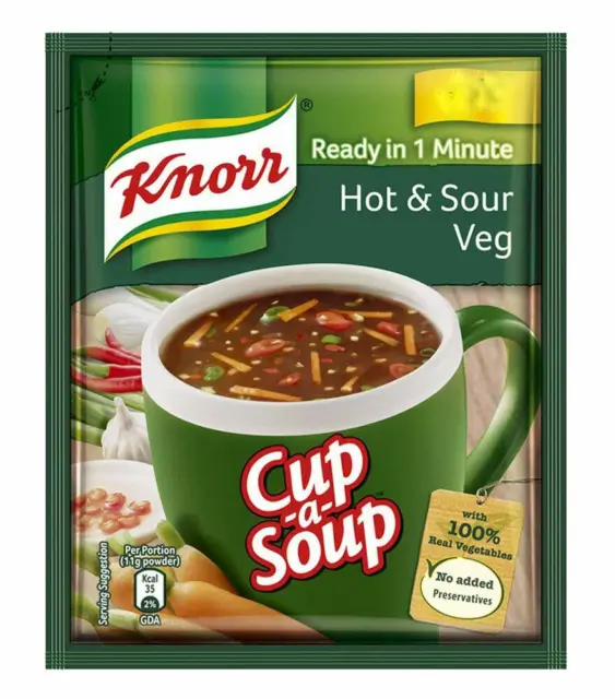 10X Knorr Tasse A Soupe Chaud et Aigre Veg 11 Gramme 100 Pourcent Vrai Légumes N