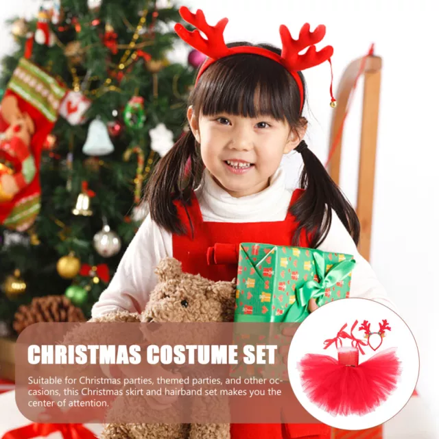 Set fascia Antler tessuto abito natalizio bambino tutù costume renna 2