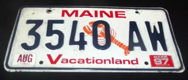 1997 Maine Lobster License Plate 3540 Aw