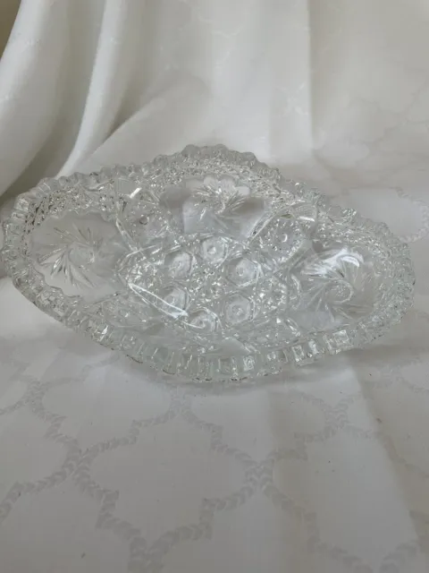 Vintage American Brilliant Depression Glass Diamond Shaped Candy Dish Small Bowl