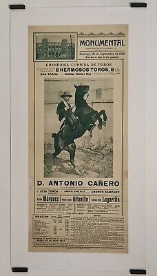 Madrid 1924 Affiche Originale Corrida Sport Espagne Toros en la monumental 