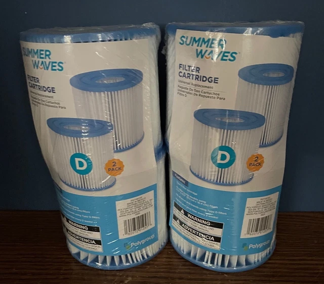 SUMMER WAVES TYPE D Pool Filter Cartridge 2 Packs Of 2 4 Filters Total