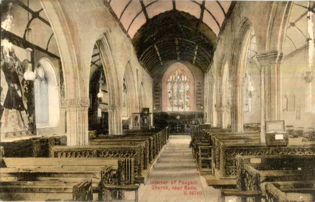 1910er AK Innenraum der Poughill Kirche bei BUDE Cornwall