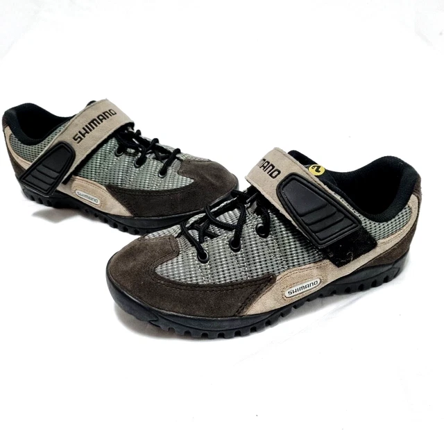 Shimano Cycling Shoes Size 6 US SH-M038 Suede Grey with Cleat Strap Up